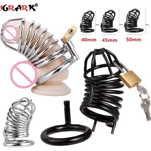 Male Dildo Reusable Cock Cage Stainless Steel Penis Ring Chastity Device Catheter Lock Adult Belt Bdsm Sex Toys for Men Couples