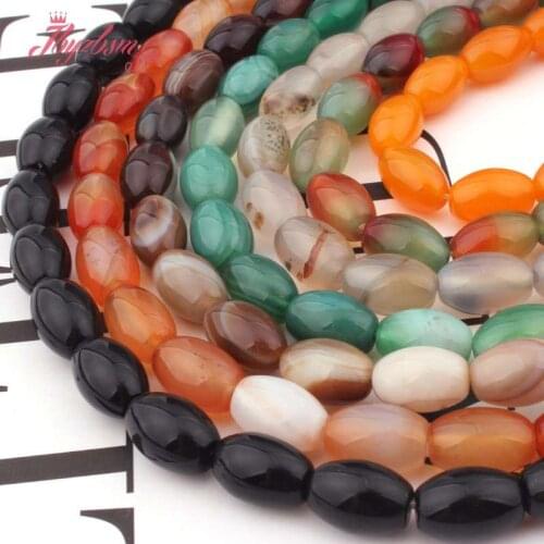 Natural Agates Oval Beads Loose Spacer 8x12mm Stone Beads For Jewelry Making Woman DIY Necklace Bracelet Earring Strand 15"
