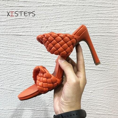 Brand New Design Summer Women Elegant Slippers Thin High Heels Sandals Outdoor Mules Slides Ladies Dress Shoes 10 Cm Heel