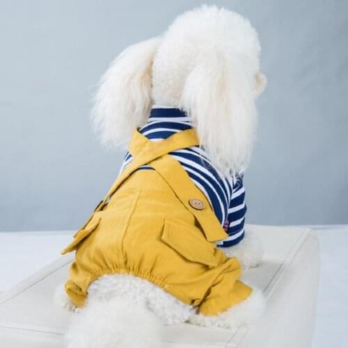 Dog clothes Pet Overalls Striped Keep Warm Cotton Dog Cute Suspender for Spring dog accessories Dog Supplies одежда для собак