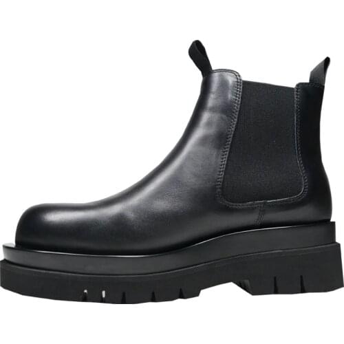 Owen Seak Men Chelsea Boots Genuine Leather High-TOP Ankle Heighten Luxury Trainers Casual High Street Flats Autumn Winter Shoes