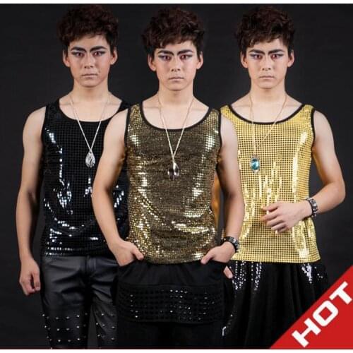 Singer stage costumes Sequins mens vest men masculinas 2020 brand roupas masculinas sexy tank 1 camisetas regatas masculinas
