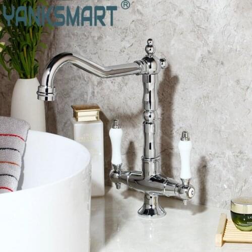 Bathroom Basin Sink Faucet Brass Chrome Flow Candlestick Novel Design Single Hole Deck Mount Cold & Hot Water Tap