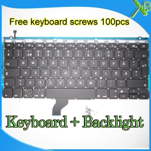 Brand New For MacBook Pro Retina 13.3" A1502 SE Swedish Sweden keyboard+Backlight Backlit+100pcs keyboard screws 2013-2015 Years