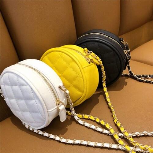 Bag women new mesh Red Mini round bag all kinds of diamond single shoulder straddle bag solid color chain bag