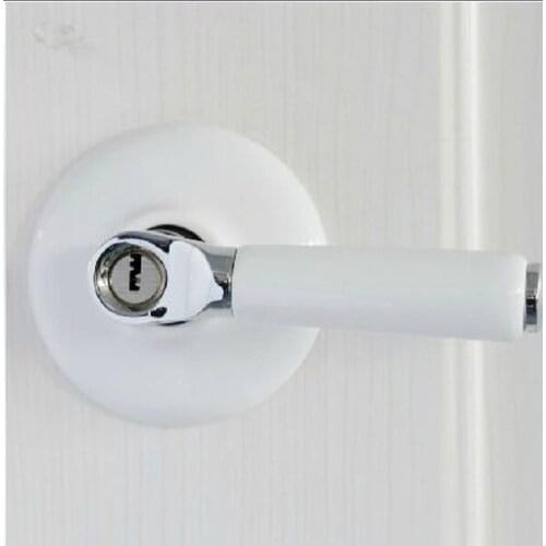 Bed bath sitting room store room white Ceramic copper lock villatic rural lock gold color handle indoor lock