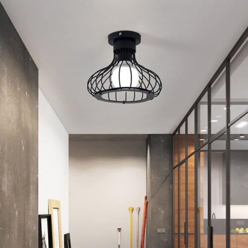 Iron Aisle Ceiling Lights Vintage Cage Ceiling Lamps Retro Ceiling Light E27 Loft Plafonniers For Living Room Kitchen Home Decor