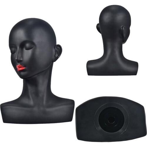 Female Mannequin black Wig Head Stand Ornamen Special Mannequin Head PVC Model Head Art Model Mannequin Head
