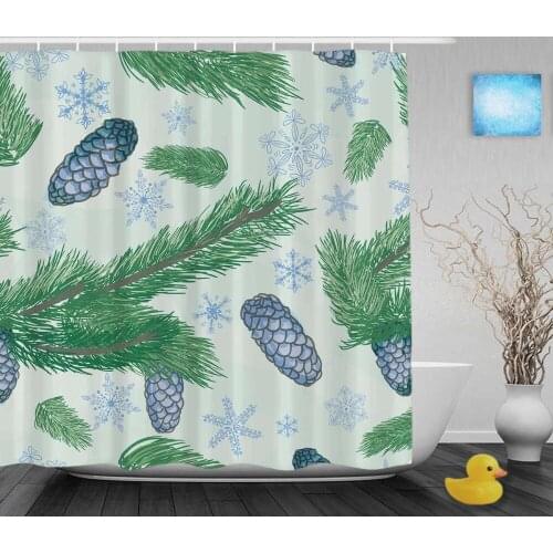 Winter Scene Christmas Shower Curtain Pineapple And Cherry Decor Bathroom Shower Curtains Waterproof Polyester Fabric With Hooks