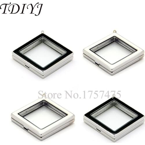 TDIYJ 10pcs Top Selling Mixed 30*30mm Magnetic Enamel Square Stainless Steel Floating Charms Lockets for Women Pendant