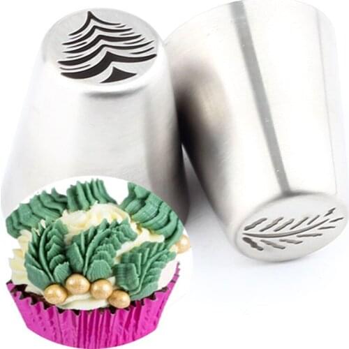 2Pcs Piping Icing Christmas Tree Russian Tips Pastry Nozzles Baking Pastry Confectionery Cake Cupcake Cookie Decoration Tools