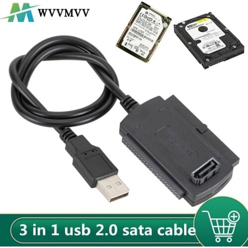 3in1 USB 2.0 IDE SATA 5.25 S-ATA 2.5 3.5 Inch Hard Drive Disk HDD Adapter Cable for PC Laptop Converter