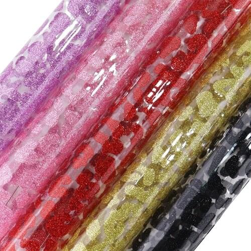 30x115cm Clear Ultra-Transparent With Leopard Glitter Power PVC Vinyl Jelly Fabric For Handbags DIY Materials BH447