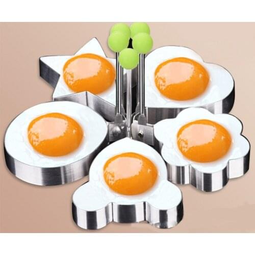 5 Shapes Stainless Steel Fried Egg Shaper Egg Mold DIY Breakfast Egg Pancake Rings Sandwich Kitchen Tools Utensil Baking Tools