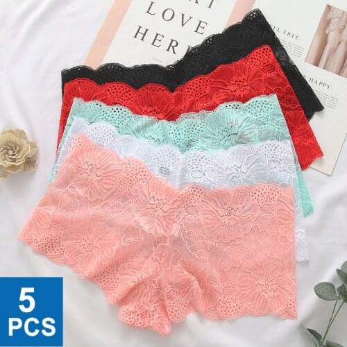 5Pcs Sexy boxer Panties Women Lace Underwear Soft Briefs Sexy Panties Women Comfort Low-Waist Intimates Lingerie Underpants