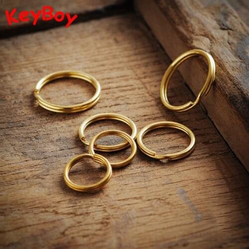 Pure Brass Key Ring Handmade Metal Copper Double Layer Round Keyring Men Women Car Metal Keychain Circle DIY Accessories Jewelry