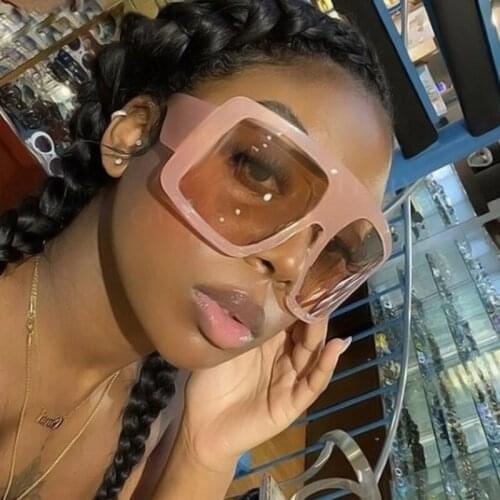 One Piece Shield Square Sunglasses For Women Vintage Oversized Black Pink Sun Glasses Eyewear Female Black Blue Shades UV400