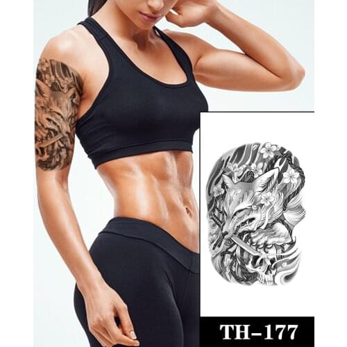 Skull Knife Rope Paw Wave Temporary Tattoo Sticker Fox Waterproof Tattoos Forest Flower Body Art Arm Legs Fake Tatoo Men Women