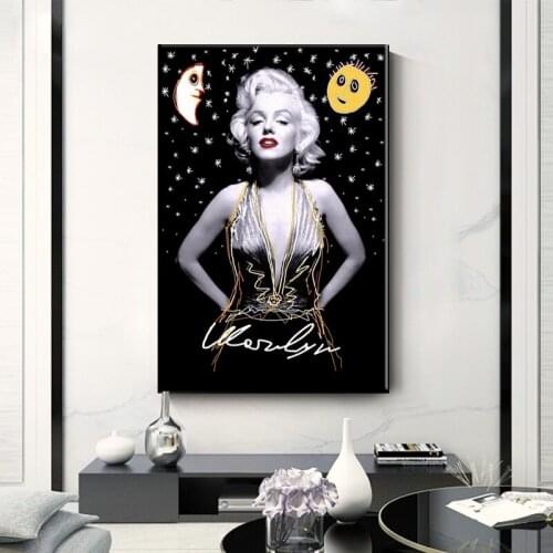 Black and White Art Graffiti Sexy Marilyn Monroe Art Prints Pop Art Poster Sexy Portrait Canvas Wall Pictures Home Decor
