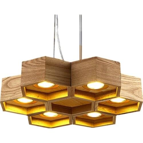 Wood LED Modern Pendant Lamp Indoor Dining Room Foyer Home Adornment Pendant Light 110-240V Free Shipping