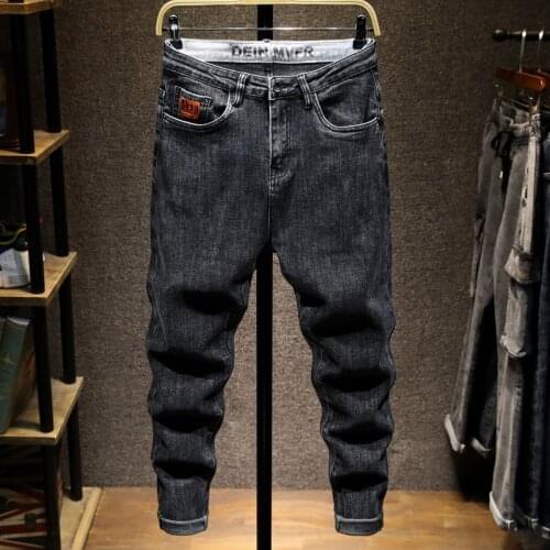 Autumn Newly Fashion Men Jeans Retro Black Gray Elastic Vintage Designer Slim Jeans Men Korean Style Casual Denim Pencil Pants