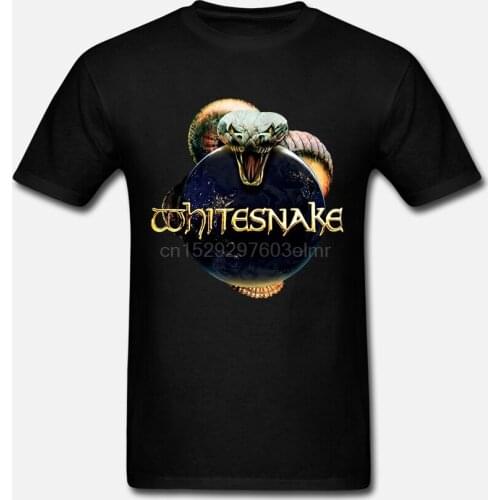 T Shirt Summer Style Men Broadcloth Crew Neck White Snake Whitesnake Metal Rock Band Short-Sleeve T Shirt
