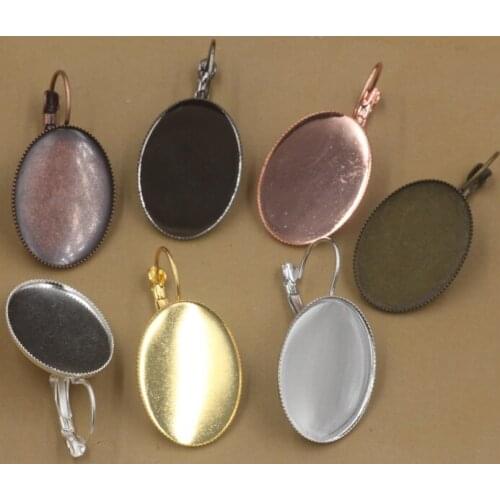 100pcs Cabochon 10*14mm 13*18mm,18*25mm Antique Bronze/Gold/Silver/Black Copper Drop Ear hook studs cameo,earrings setting stud