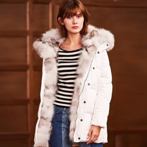 2020 New White Duck Down Jacket For Women Winter Thick Warm Coat Female Large Fox Fur Collar Womens Down Jackets WYQ863