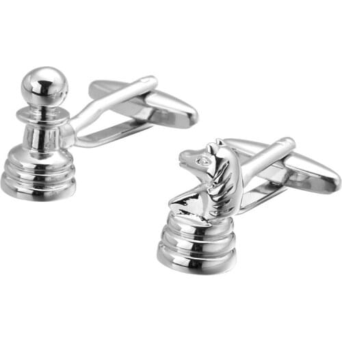 Fashion Mens shirts Cufflinks high-quality copper material Silvery chess Cufflinks 5 pairs of packaging for sale