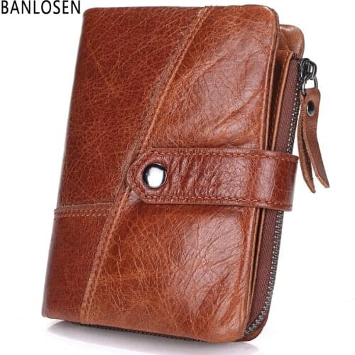 BANLOSEN Genuine Leather Men Wallets European And American Style Wallet Zip Coin Pocket Leather Purse Man Leather Wallet