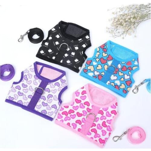 Soft Printed Dog Harness and Leash Pet Puppy Cat Vest Jacket For Small Medium Dogs Teddy Chihuahua Yorkies Pet Supplies