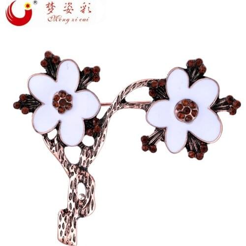 MZC Grace Porcelain Flower Brooch Pin Enamel Plum Blossom Broach for Women Hijab Pin Clothing Lapel Pin Cordao Brosh