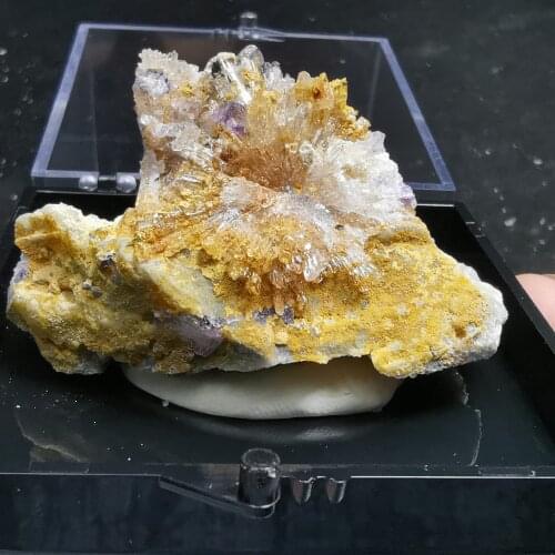 Natural high quality aluminum fluoride anhydrite and fluorite intergrowth crystal mineral healing energy home decoration gem