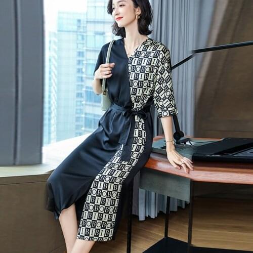 New 2021 European Style Summer Dress Women Loose Satin Dress Beach Floral Ladies Elegant Dress Female Vestido Plus Size Sundress