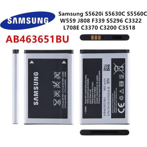 SAMSUNG Orginal AB463651BU Battery For Samsung S5620i S5630C S5560C W559 J808 F339 S5296 C3322 L708E C3370 C3200 C3518 Batteries