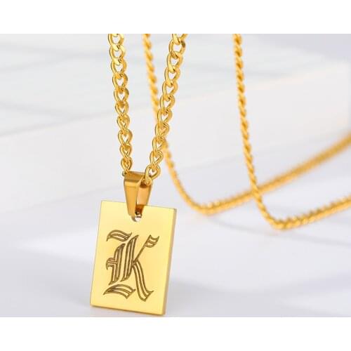 Initial Letter Pendant Name Necklacks Gold J K Necklace For Women Men Chain on the Neck Best Friend Jewelry Gifts Dropshipping