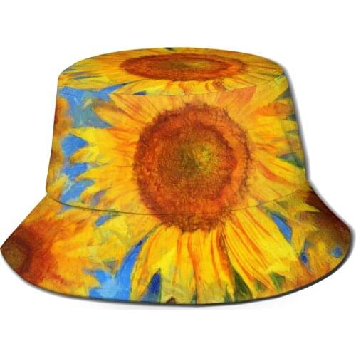 CINESSD Vincent Van Goghs Sunflowers Unisex Casual Sun Hat Bucket Hat for Women Bob Hip Hop Caps Summer Fisherman Hat Panama