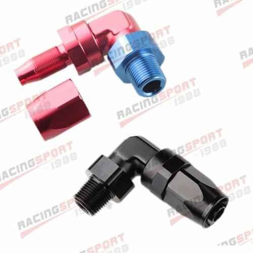 -6AN AN6 To 1/8" NPT 90 Degree Swivel Hose End Fitting Adaptor Black/RED-BLUE