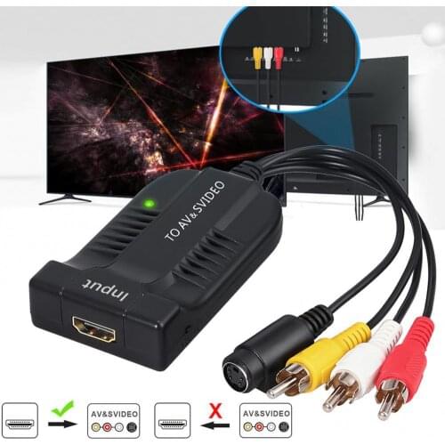 HDMI-to Male AV CVBS Famale S-video Converters Adapter Composite R/L Audio high-Definition Multimedias Interface 1080P Video Box