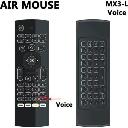 Mx3 Backlit air mouse Gyroscope smart voice remote Control 2.4G RF wireless keyboard For xiaomi mi box 3 htv box 5 Samsung LG TV