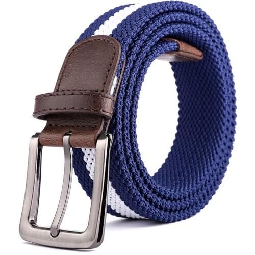 New Men Women Elastic Stretch Waist Belt Canvas Stretch Braided Elastic Woven Leather Belt Wide Hot Metal Stretch Mens Belts