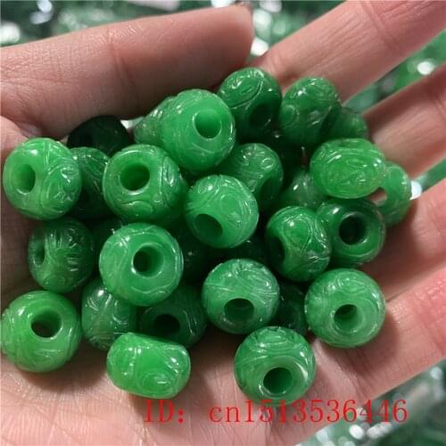 3pc Natural A Green Jade Carved beads DIY Bracelet Bangle Charm Jadeite Jewellery Fashion Accessories Amulet Gifts for Women Men