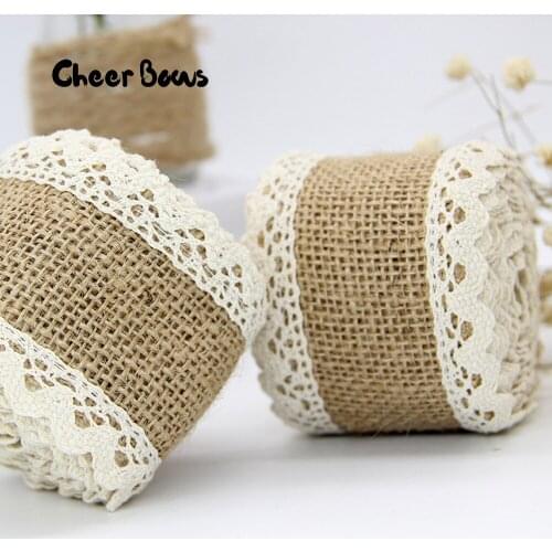 Jute Burlap Ribbon 60MM Lace Flat Rope Braided Material DIY Gifts Wrapping Decorative Material Costume Craft Supply 2M/Roll