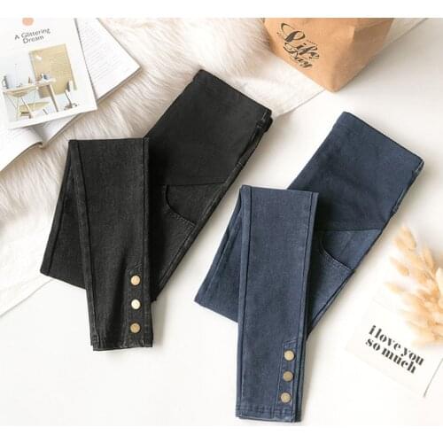Spring Gravidas Nursing Trousers Stretch Denim Maternity Jeans For Pregnant Women Pants Skinny Button Pregnancy Jeans Pants
