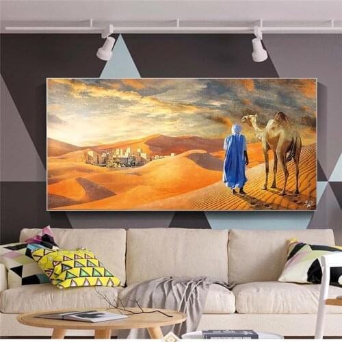 Oriental Tuareg Painting in the Desert Landscape Decoration - Posters and Canvas Prints Wall Art Painting for Living Room Decor