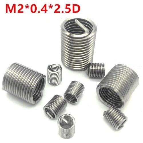 100pcs M2*0.4*2.5D Wire Thread Insert M2x2.5d Wire screw sleeve, M2 Screw Bushing Heliciol Wire Thread Repair Inserts SUS304