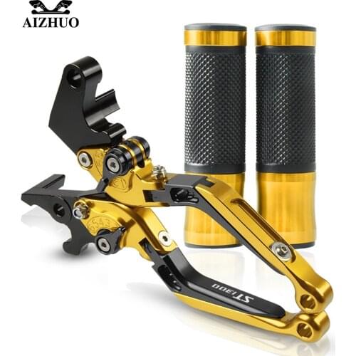 Motorcycle Extendable Brake Clutch Lever+22MM Handle Grips Handlebar For HONDA ST1300 ST 1300 ST1300A 2003-2007 2004 2005 2006
