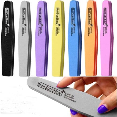 10 pieces/pack of double-sided nail file buffer 100/180 polished and polished manicure pedicure nail file file tool rhombus