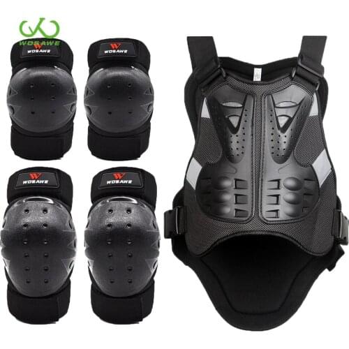 WOSAWE Motocross Armor Back Support Protective Vest Snowboard Sports Jackets Elbow Kneepads Protection MTB Motorcycle Suit