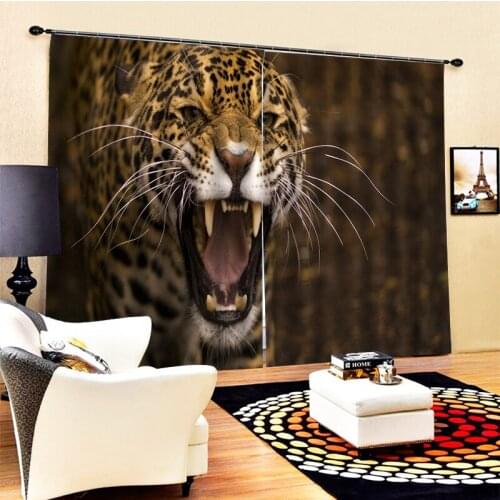 3D Curtain Printing Blockout Polyester Photo Drapes Fabric brown tiger curtains 3D Blackout Curtains For Living room